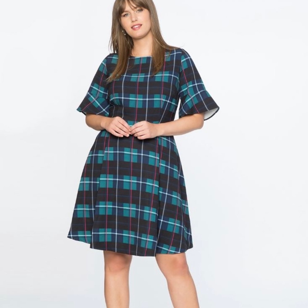 Draper James x Eloquii Green Plaid Dress